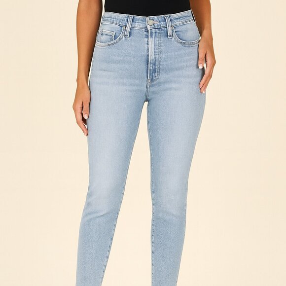 Good American Distressed Blue Denim Skinny Jeans 4/27 Mid Rise Stretch - Picture 1 of 13